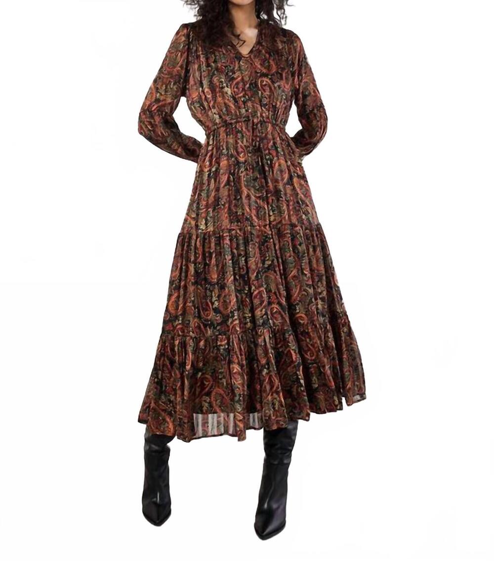 NEW APRICOT flowy paisley printed maxi dress in black